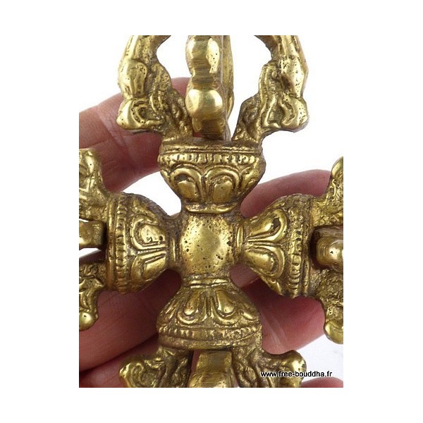 Double dorjé vajra bouddhiste sur socle Cloches et dorjé tibétains ref12.3
