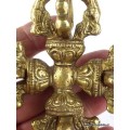 Double dorjé vajra bouddhiste sur socle Cloches et dorjé tibétains ref12.3