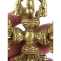 Double dorjé tibetain vajra bouddhiste sur socle - Dordjé, double dorjé (sans cloche)