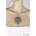 Grand pendentif tibétain bouddhiste os et métal - Pendentifs tibétains bouddhistes