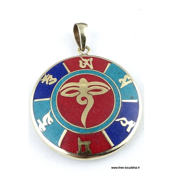 Pendentif bouddhiste réversible Om Tibétain Bijoux tibetains bouddhistes ref36.2