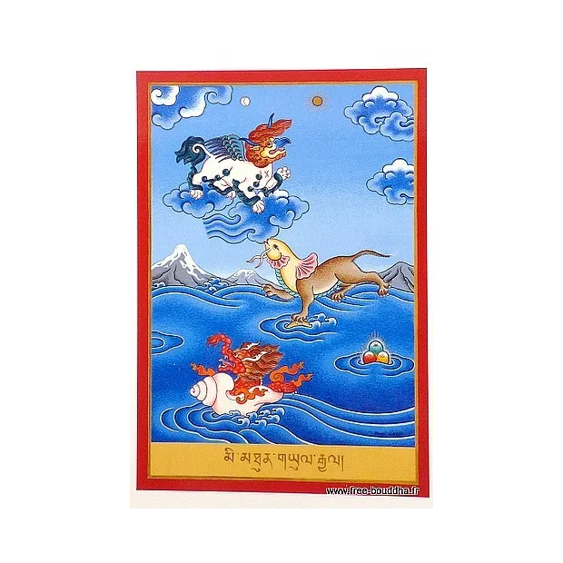 Carte postale bouddhiste Symboles de Victoire - Cartes postales bouddhistes