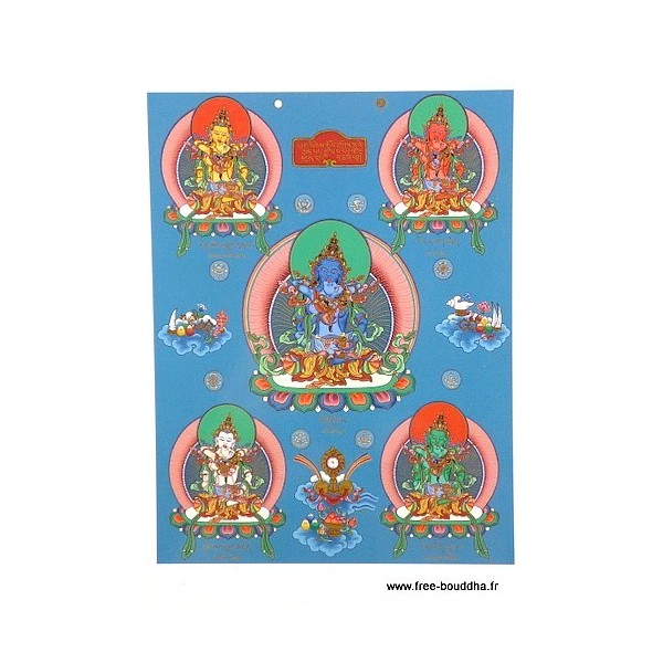 Carte postale bouddhiste CINQ BOUDDHAS Cartes postales bouddhistes CPB45