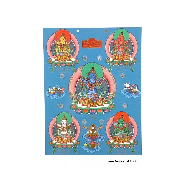 Carte postale bouddhiste CINQ BOUDDHAS - Cartes postales bouddhistes