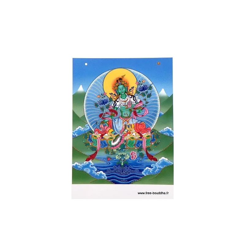 Carte postale bouddhiste TARA VERTE - Cartes postales bouddhistes