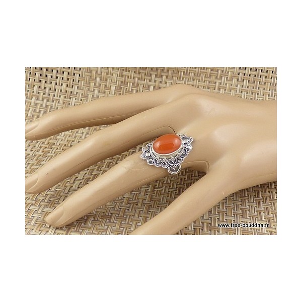 Bague argent Cornaline taille 59 Bijoux en Cornaline JA71.2