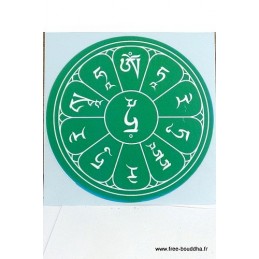 Sticker adhésif Mantra de Tara Verte Stickers autocollants bouddhistes AUTO4