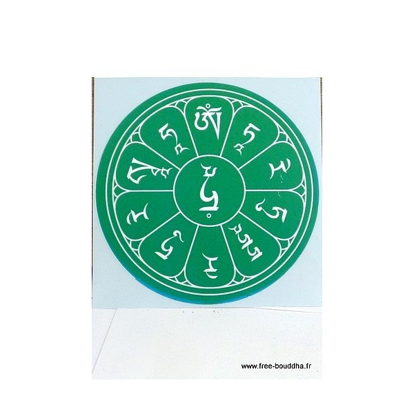 Sticker adhésif Mantra de Tara Verte Stickers autocollants bouddhistes AUTO4
