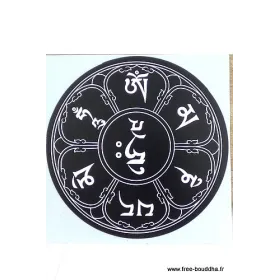 Sticker adhésif MANTRA DE CHENREZI couleur noir - Stickers autocollants bouddhistes