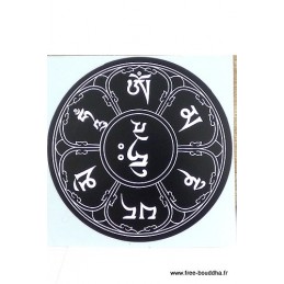 Sticker adhésif MANTRA DE CHENREZI couleur noir Stickers autocollants bouddhistes AUTO3
