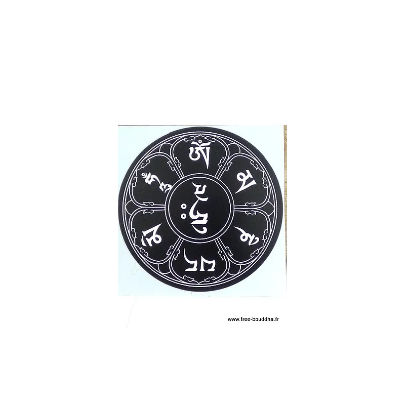 Sticker adhésif MANTRA DE CHENREZI couleur noir - Stickers autocollants bouddhistes