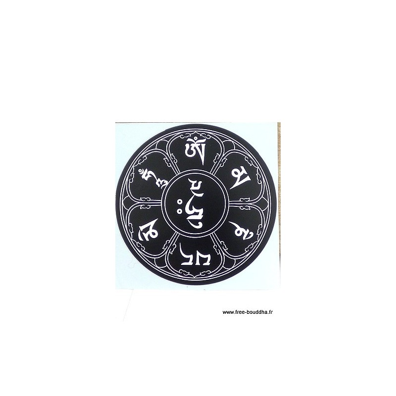 Sticker adhésif MANTRA DE CHENREZI couleur noir Stickers autocollants bouddhistes AUTO3