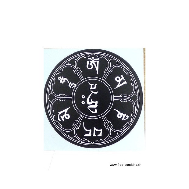 Sticker adhésif MANTRA DE CHENREZI couleur noir Stickers autocollants bouddhistes AUTO3