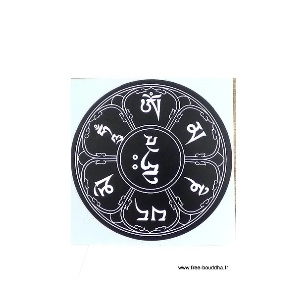 Sticker adhésif MANTRA DE CHENREZI couleur noir - Stickers autocollants bouddhistes