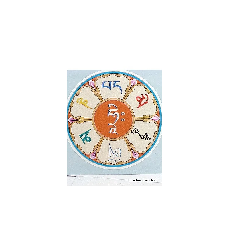 Sticker adhésif MANTRA DE CHENREZI multicolore - Stickers autocollants bouddhistes