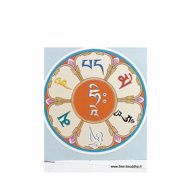 Sticker adhésif MANTRA DE CHENREZI multicolore Stickers autocollants bouddhistes AUTO2