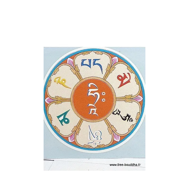 Sticker adhésif MANTRA DE CHENREZI multicolore - Stickers autocollants bouddhistes