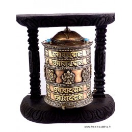 Moulin à prière tibétain orné de mantra 16.5 cm Objets rituels bouddhistes m100