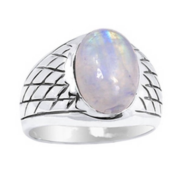 Bague chevalière pour Homme en Pierre de lune Bagues pierres naturelles KB19