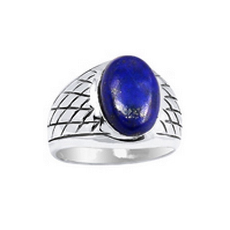 Bague Chevalière pour Homme en Lapis Lazuli Bagues pierres naturelles KB21