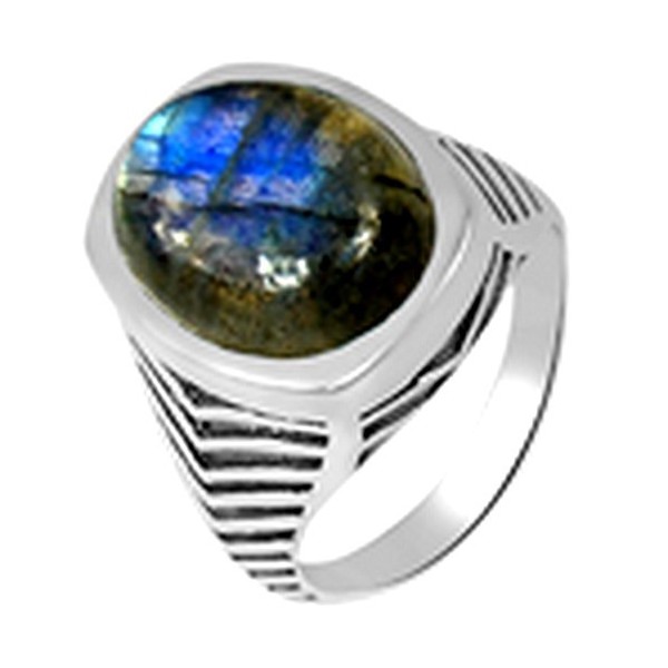 Chevalière pour HOMME en Labradorite Bijoux en Labradorite Bleue BEE51 / kb29