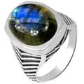 Chevalière pour HOMME en Labradorite - Bijoux en Labradorite Bleue