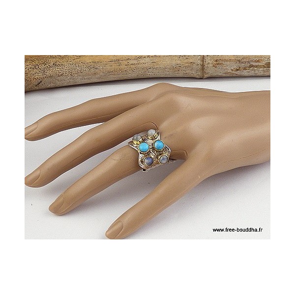 Bague Pierre de lune Turquoise taille 53 Bagues pierres naturelles jew13