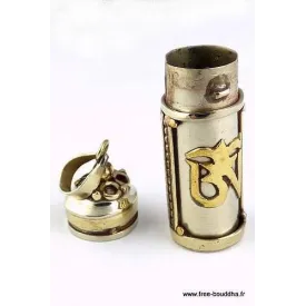 Bijou tibétain pendentif tube poison Om tibétain - Pendentifs tibétains bouddhistes