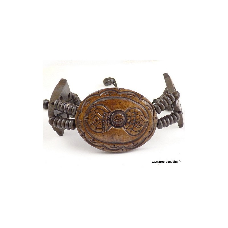 Bracelet tibétain sculpté Dorje vajra Bijoux tibetains bouddhistes OY9