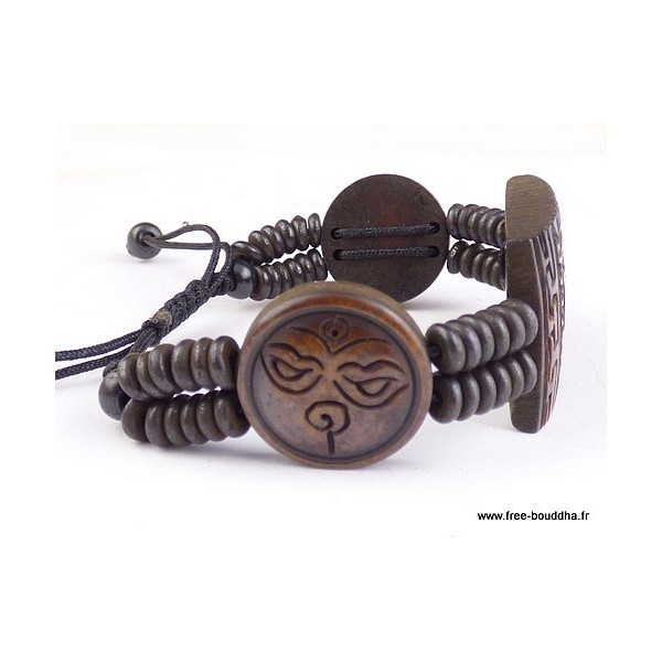 Bracelet tibétain rectangulaire sculpté du Om Bracelets tibétains bouddhistes OY1