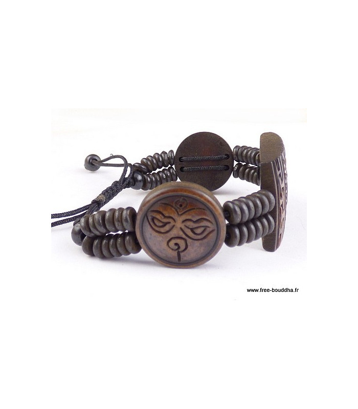 Bracelet tibétain rectangulaire sculpté du Om Bracelets tibétains bouddhistes OY1