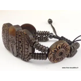 Bracelet tibétain sculpté Yeux de Bouddha - Bracelets tibétains bouddhistes