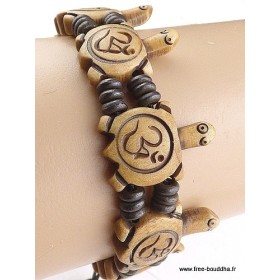 Bracelet tibétain sculpté main Tortues Bijoux tibetains bouddhistes OY7