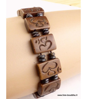 Bracelet tibétain sculpté du Om hindouiste