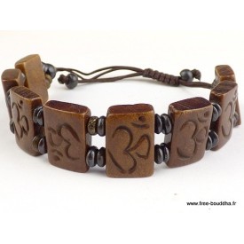 Bracelet bouddhiste en os de buffle, artisanal et unique.