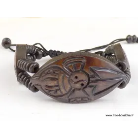 Bracelet tibétain sculpté du double Dordje vajra - Bracelets tibétains bouddhistes