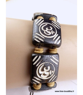 Bracelet tibétain gravé main Om