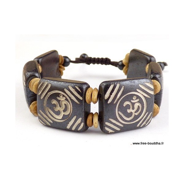 Bracelet tibétain gravé main Om Bracelets tibétains bouddhistes OY10