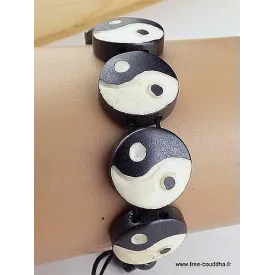 Bracelet tibétain sculpté main Ying yang - Bracelets tibétains bouddhistes
