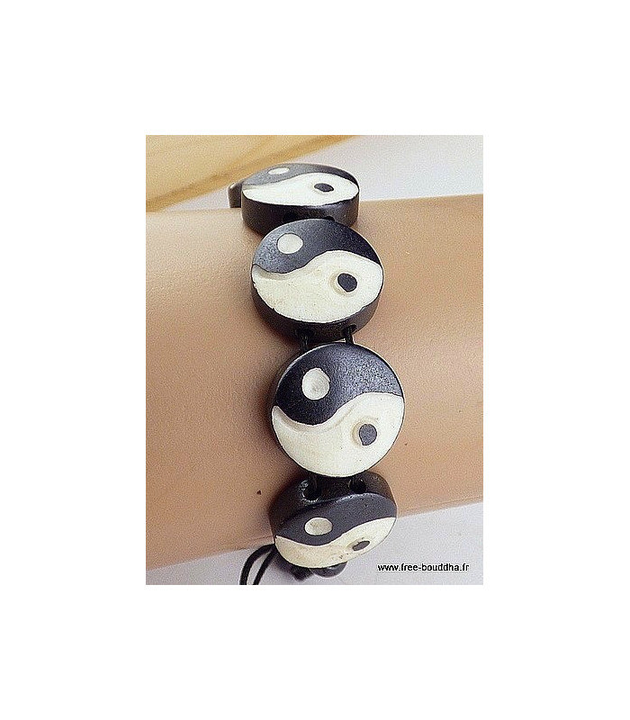 Bracelet tibétain sculpté main Ying yang Bracelets tibétains bouddhistes OY11