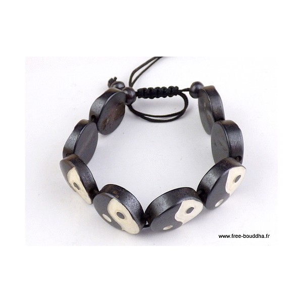 Bracelet tibétain sculpté main Ying yang Bracelets tibétains bouddhistes OY11