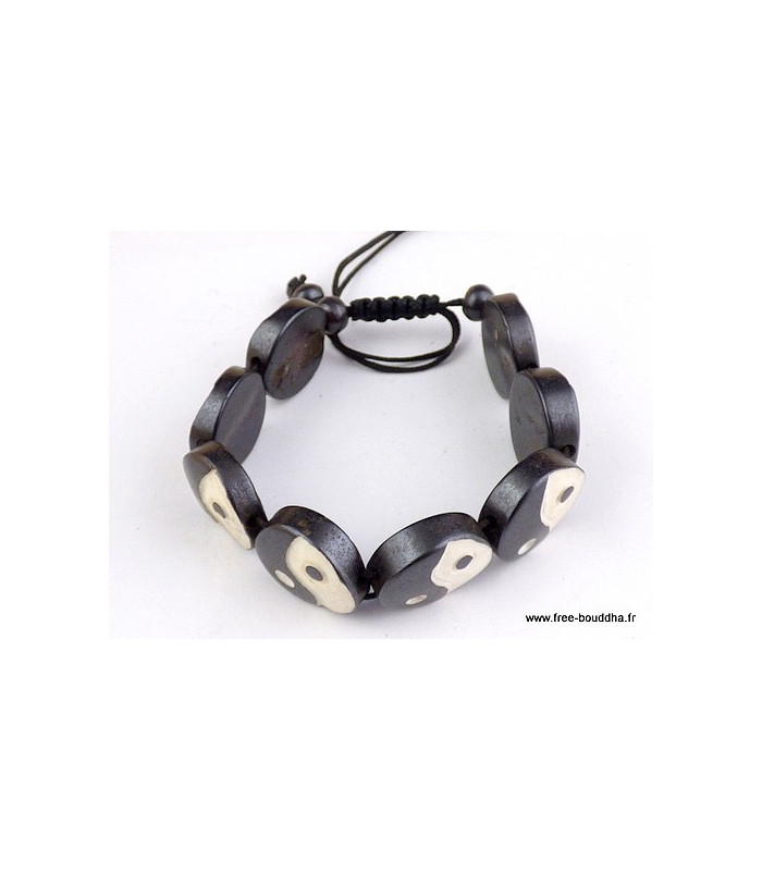 Bracelet tibétain sculpté main Ying yang Bracelets tibétains bouddhistes OY11