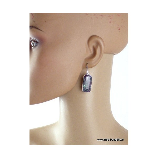 Boucles d'oreilles Rubis sur cyanite Boucles d'oreilles en pierres JEW58