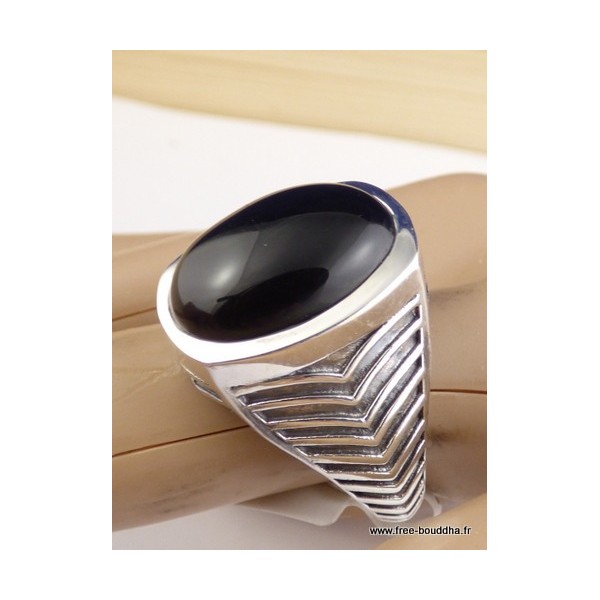 Bague Homme en Onyx noir Bagues pierres naturelles BEE52