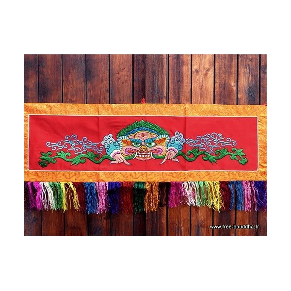Tenture tibétaine Mahakala rouge Tentures tibétaines Bouddha MAHAK3-a