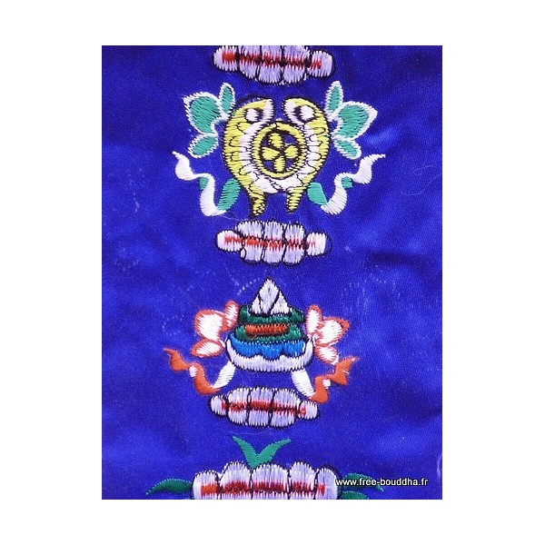 Tenture tibétaine 8 signes auspicieux bleue Tentures tibétaines Bouddha AUS2