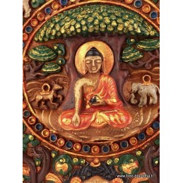 Décoration Bouddha sur Lotus Tentures tibétaines Bouddha DMB2