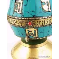 Moulin à prières tibétain de table en turquoise - Objets rituels bouddhistes