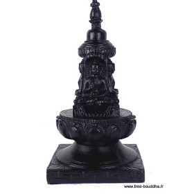 Stupa bouddhiste en résine noire Objets rituels bouddhistes STUPAN1