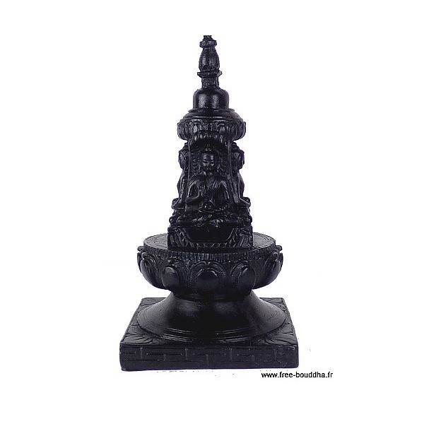 Stupa bouddhiste en résine noire Statuettes Bouddhistes STUPAN1